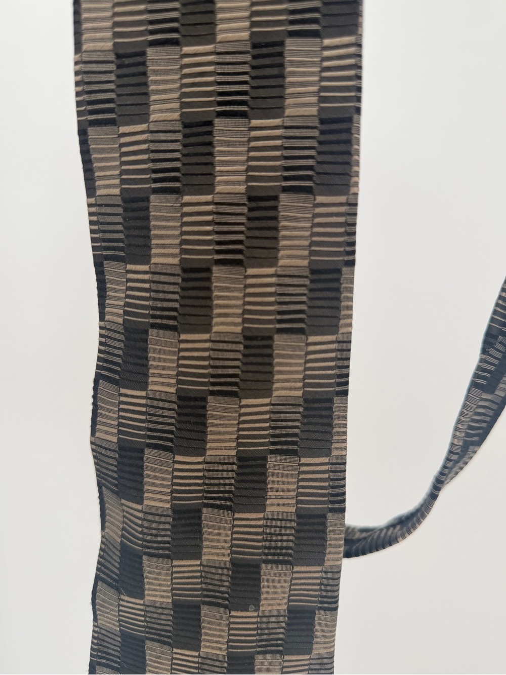 Silk Men's Geometric Pattern Tie in Brown and Black - Picture 2 of 5